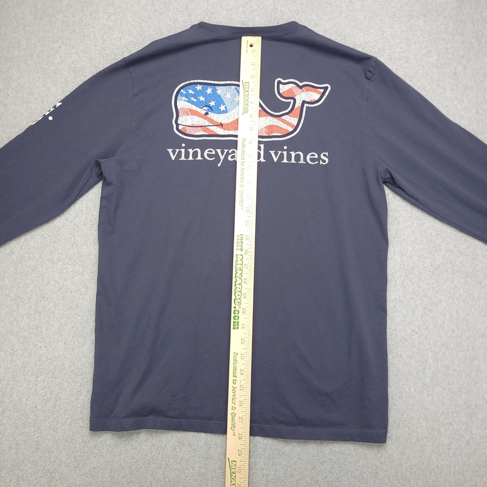 Vineyard Vines Long Sleeve Pocket‎ T Shirt Men's Medium Patriotic Whale Graphic - Picture 8 of 15